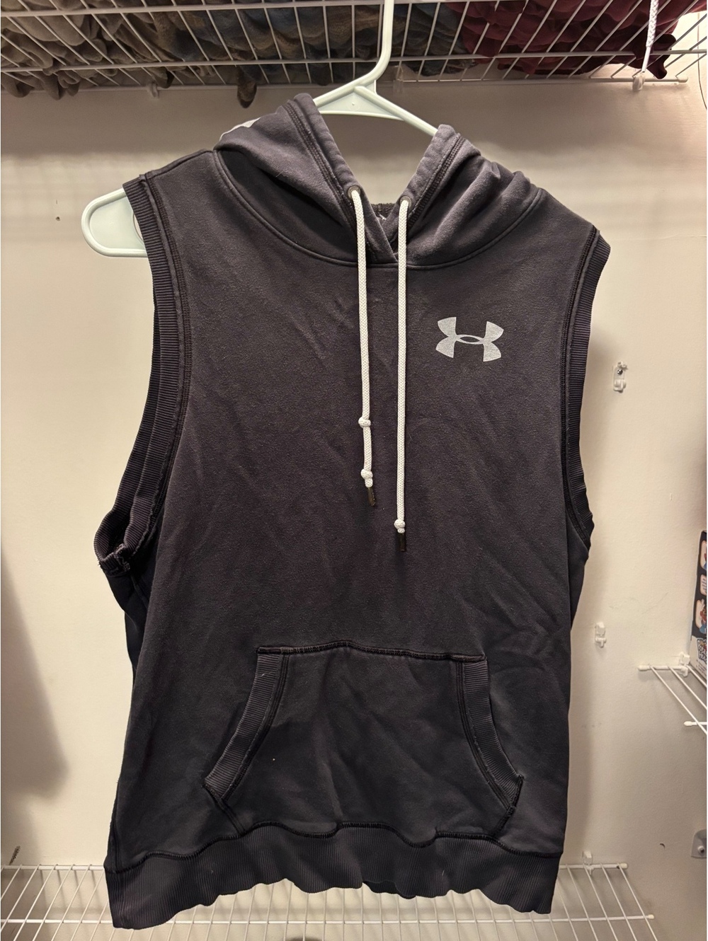 Under Armour Sleeveless Hoodie Sweatshirt Black Size Medium